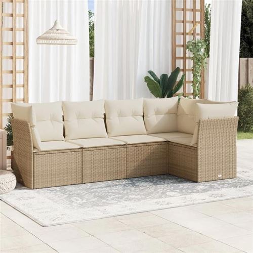 Non Communiqué Beige Vidaxl Salon De Jardin Modulable - Lot De 5 Pièces - Résine Tressée - 5 Personnes