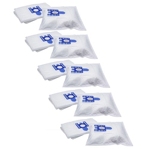 vhbw 50x Sacs compatible avec Miele Cat & Dog Plus CH, Clean Control aspirateur - microfibres non tissées, Typ G/H/N, 30cm x 22cm, blanc / bleu