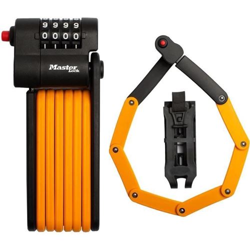 Antivol Vélo A Code - Master Lock - 8336Eurdpro - Acier Trempé, Combinaison Programmable, Support Inclus