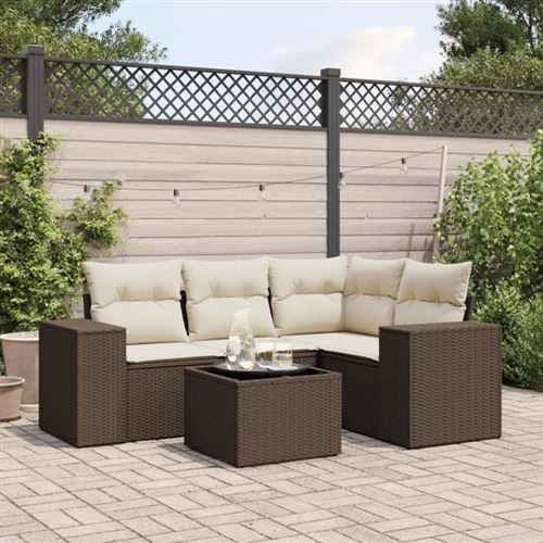 VIDAXL - Salon de Jardin - 5 Pièces - Marron - Image 2