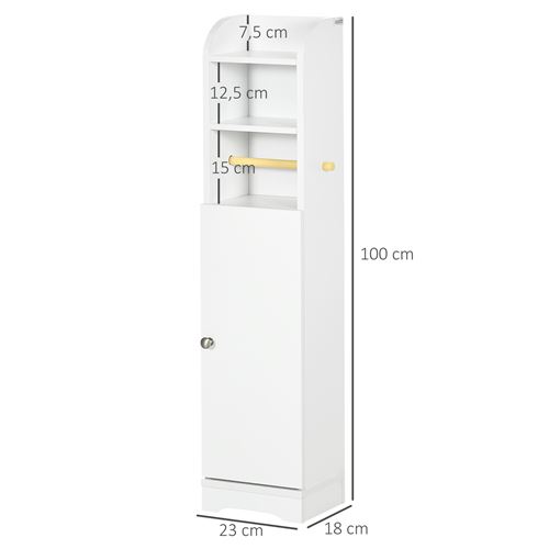 kleankin Meuble de rangement toilette salle de bain avec rangement papier  toilette sur roulettes - 52 x 17 x 67 cm blanc