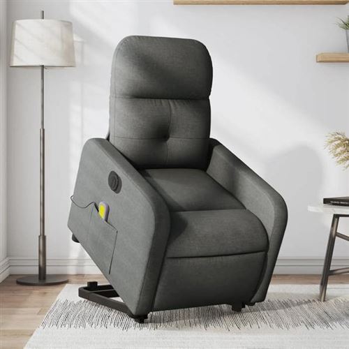 Non Communiqué Gris Vidaxl Fauteuil De Relaxation, Massage, Inclinable Électrique Réglable Tissu Foncé