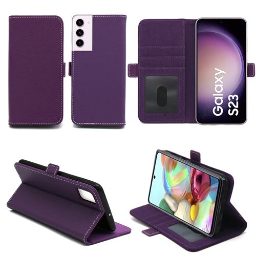 Housse violette pour Samsung Galaxy S23 5G Etui violet de Protection Portefeuille à Rabat avec Porte Cartes XEPTIO