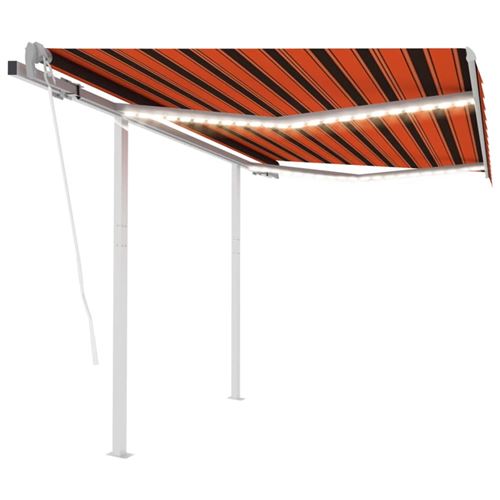 vidaXL Auvent automatique capteur de vent LED 3,5x2,5 m Orange marron