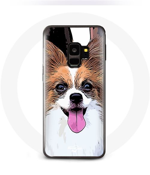 Coque pour samsung galaxy S9 plus Épagneul nain continental papillon Chiot Blanc et marron Maniacase