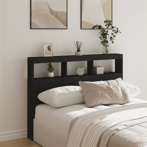 vidaXL Armoire tête de lit avec LED noir 140x17x102 cm839197