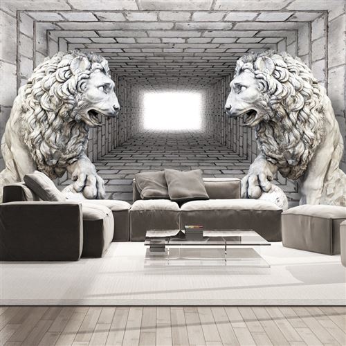 Papier peint - Lions de pierre 400x280 -