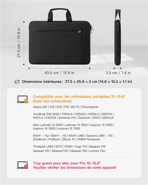 Housse PC Portable Inateck Sacoche Ordinateur 14 Pouces Compatible