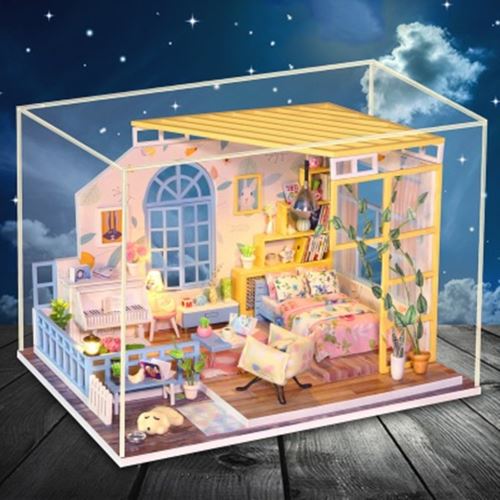 Maison miniature Bricolage 3D en bois Meubles LED Maison Puzzle décorez cadeaux Creative Pealer7455