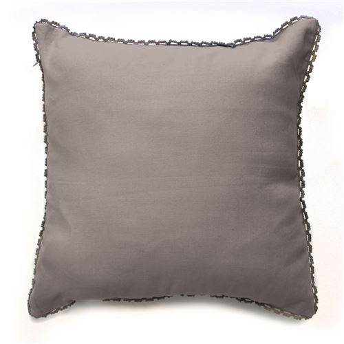 Housse de coussin +encart 40 x 40 cm coton uni+dentelle femina Taupe