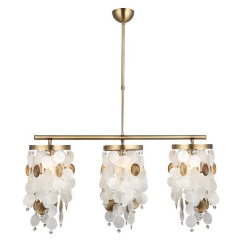 HOMEMANIA Lampe à Suspension Safari - Lustre - Lustre de plafond - Cuivre en Métal, Coquille, 78 x 78 x 95 cm, 3 x E27, 40 W