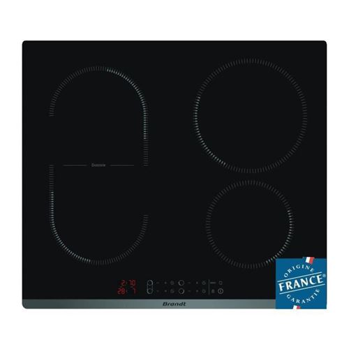 Brandt Bpi6427B - Table De Cuisson à Induction - 4 Plaques De Cuisson - Niche - Largeur : 56 Cm - Profondeur : 49 Cm - avec Garniture Avant En Acier Inoxydable - Noir