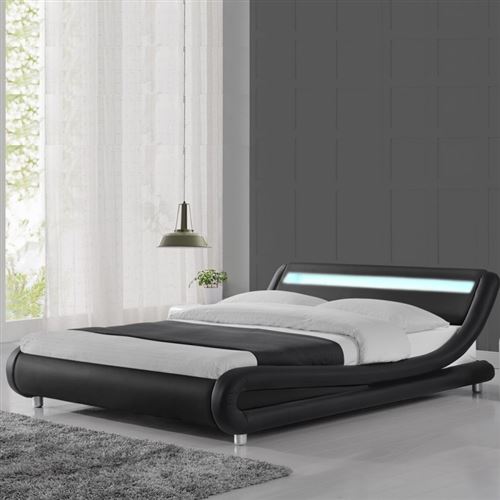 Lit led design Julio - 160x200 - Noir