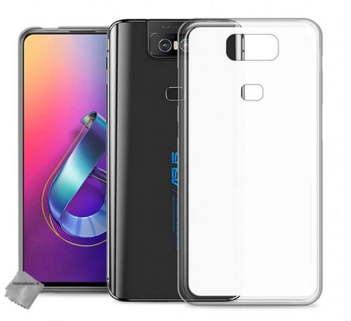 Housse etui coque pochette silicone gel fine pour Asus Zenfone 6 ZS630KL avec film ecran - BLANC TRANSPARENT
