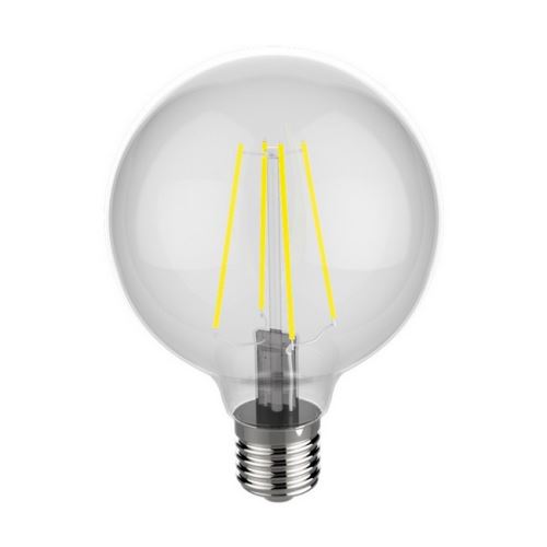 HOMEMANIA Ampoule Globo Transparent en Métal, Verre, 6 x 6 x 10,8 cm, 1 x E27, 24W, 240LM, 2800K
