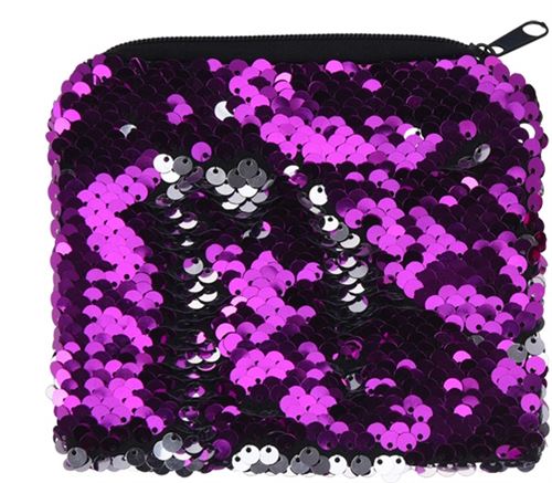 Free and Easy portefeuille paillettes 12 cm violet