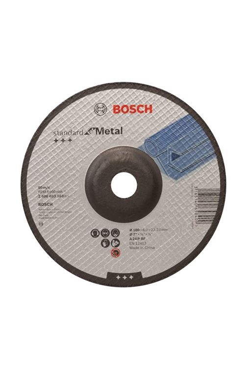 Lame Scie Circulaire Bosch 2608603183 Meule à Ébarber à Moyeu Déporté Standard For Metal A 24 P Bf 180 Mm 22,23 Mm 6,0 Mm