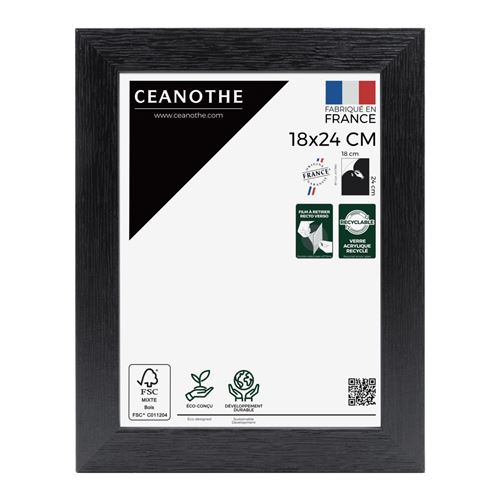 Cadre photo noir 18x24 cm bois reconstitu&eacute; fsc