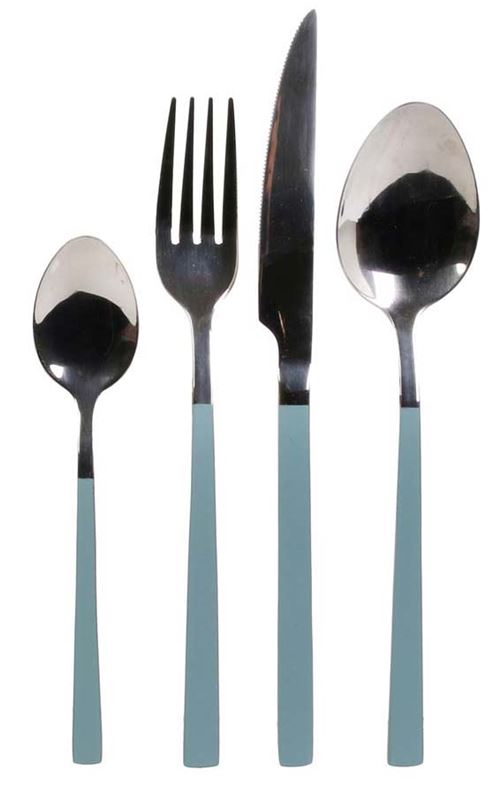 Ménagère inox design Teoda - 16 Pièces - Bleu clair