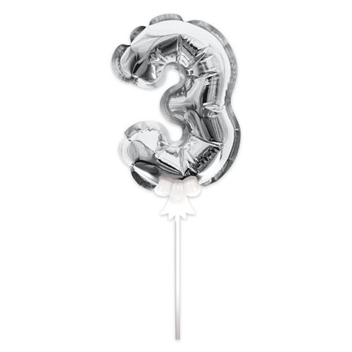 ballon argent gâteau - chiffre 3