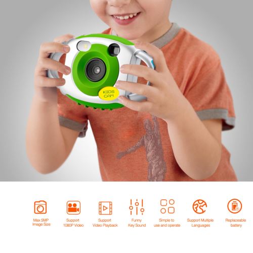 Amkov Appareil photo enfant, numérique caméra, TFT 1.44inch,avec fonction cadre photo- Vert