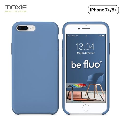 Coque iPhone 7 Plus/8 Plus Moxie BeFluo® Coque Silicone Liquide Fine et Légère, Anti-chocs et Anti-rayures - Bleu Acier