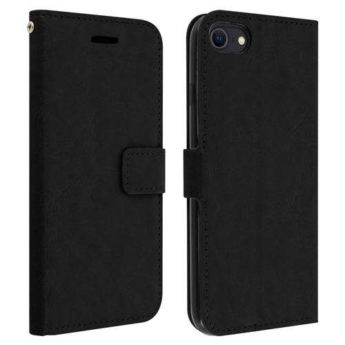 Avizar Housse Pour iPhone SE 2020 / iPhone 7 / iPhone 8 Clapet Porte-carte Fonction Support Vintage Noir