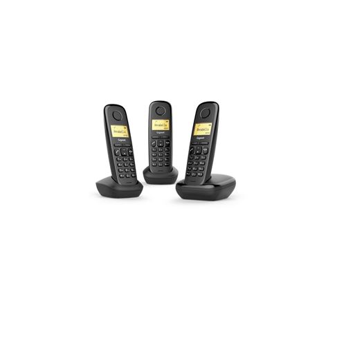 Gigaset A170 Trio - Téléphone sans fil avec ID d'appelant - DECTGAP - noir + 2 combinés supplémentaires