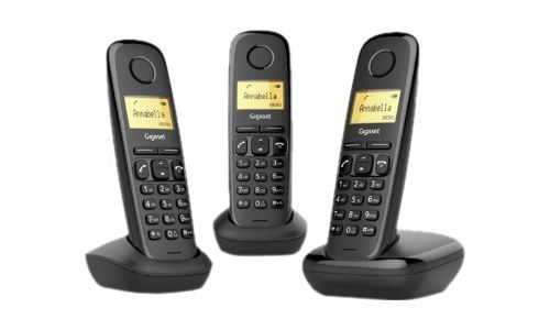 Gigaset A170 Trio - Snoerloze telefoon met nummerherkenning - DECTGAP - zwart + 2 extra handsets