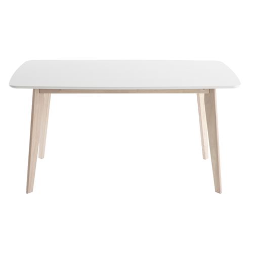 Miliboo Table à manger scandinave blanc et bois clair rectangulaire L150 cm LEENA