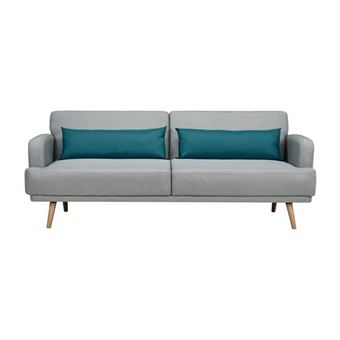 Tom Canapé Droit Convertible 3 Places Tissu Gris Scandinave L 214 X P 86 Cm