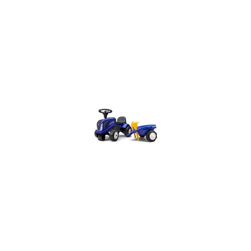 Porteur tracteur New Holland avec remorque - pelle et rateau - Bleu