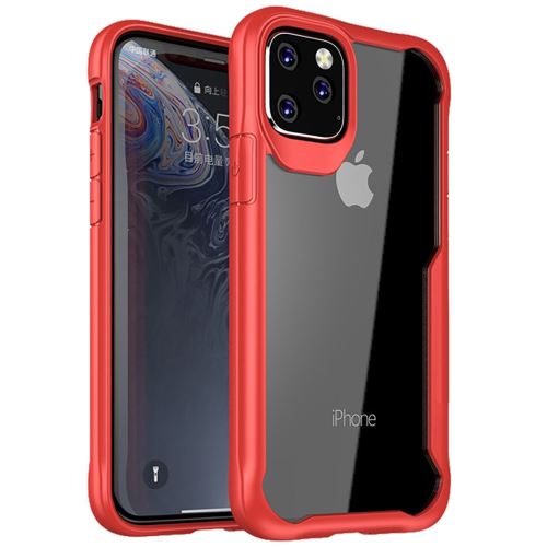 Coque iPhone 11 Pro Max, Housse Protection TPU Rigide PC Transparent, Ultra-Fine Durable Anti-Rayures Antichoc - Rouge
