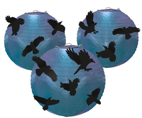 Amscan lanternes Ravens papier bleu/noir 5 pièces