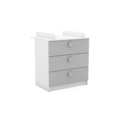 Demeyere Commode A Langer Clover 3 Tiroirs - Blanc Mat / Lin Tisse