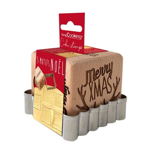 5 tampons pour biscuits et découpoir - Merry Xmas - ScrapCooking