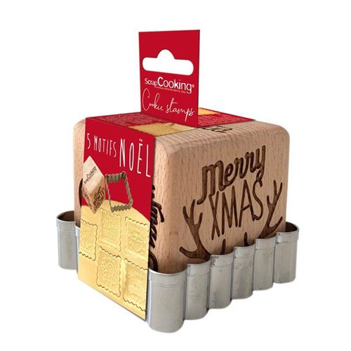 5 tampons pour biscuits et découpoir - Merry Xmas