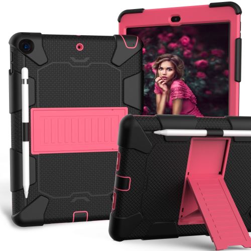 Coque en TPU + Silicone combo avec béquille noir/rose pour votre Apple iPad 10.2 (2019)