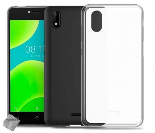 Coque silicone gel fine pour Wiko Y50 avec verre trempe - BLANC TRANSPARENT