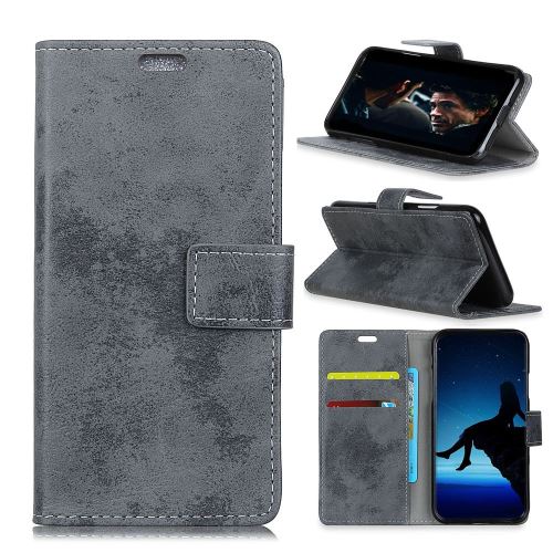 Etui en PU flip style vintage avec support gris pour votre Huawei P30