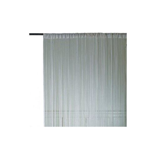 Rideau de fils à  passant polyester frange mercerisé 90x240cm OPALE blanc
