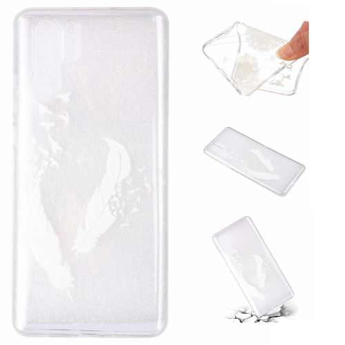 Coque en TPU configuration plume blanche et oiseau pour votre Huawei P30 Pro