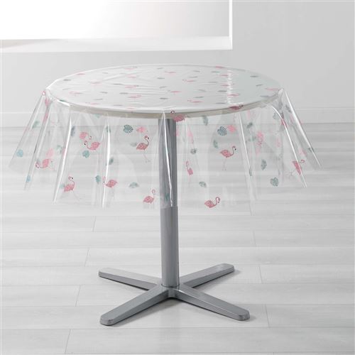 nappe cristal ronde (0) 140 cm pvc imprime 14/100e pinkella