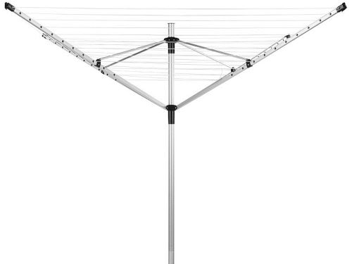 Royal Gardineer : Étendoir à linge en aluminium à 4 bras, avec 60 m de corde à linge et ancrage au sol
