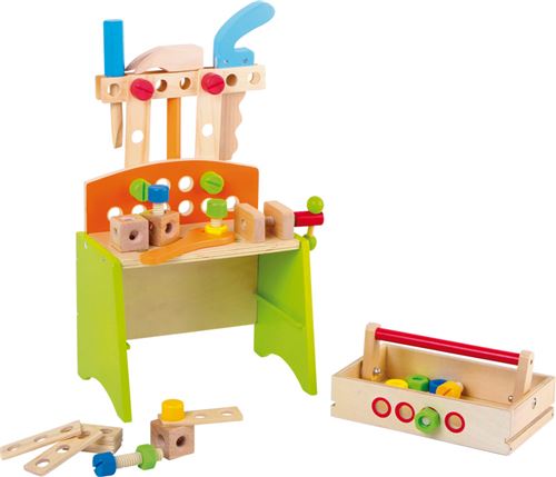 Grue De Chantier Enfant Small Foot - Jeu Construction Bois Avec Accessoires, Dès 3 Ans