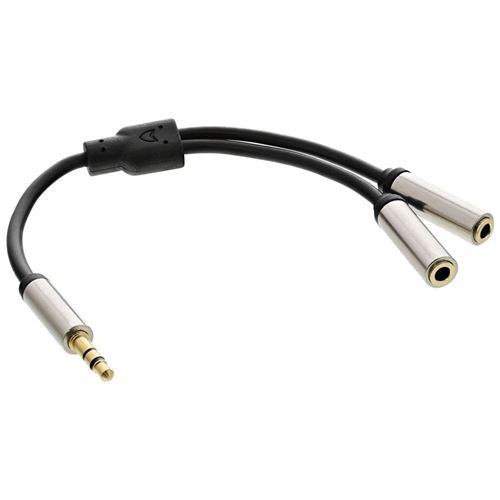 Câble en Y Slim Audio InLine® de 3,5 mm M à 2x F, 0,15 m