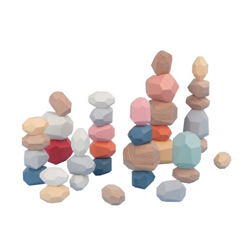 Pierre en bois pour enfants Building Block Jouet créatif Jeu d'empilage Rainbow Toy 36Pc - Multicolore