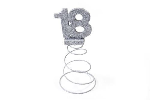 Lot de 10 Centres de table pour anniversaire 18 ans - Argent pailletée