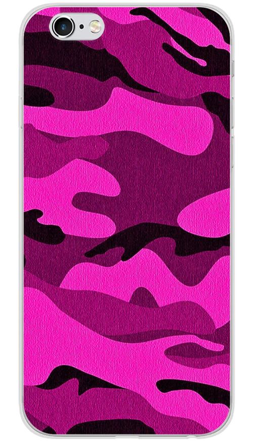 Coque en silicone imprimée compatible iPhone 6 iPhone 6S Camouflage rose