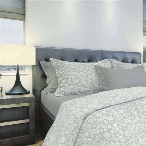 HOMEMANIA Literie Arabesque - Double - avec drap housse, drap, taie d'oreiller -Beige, gris en Coton, 240x280 cm